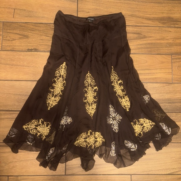 Karen Kane | Skirts | Karen Kane Chocolate Brown Skirt With Gold And